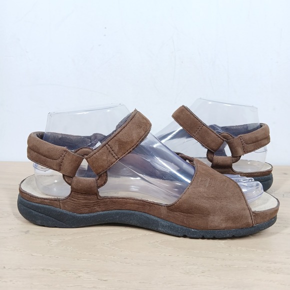 Teva Sandals Women 8 Brown Leather Hook Loop Strap Comfort Outdoor Summer Shoes - Picture 2 of 10